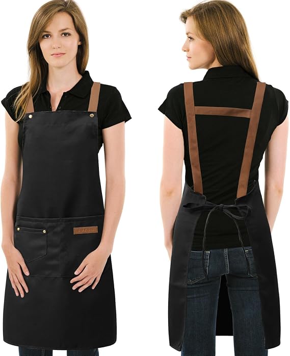 DILLMAN Art Aprons for Men Women Painting Pottery Baking, H Back Straps Waterdrop Kitchen Chef Cooking Apron with Pockets