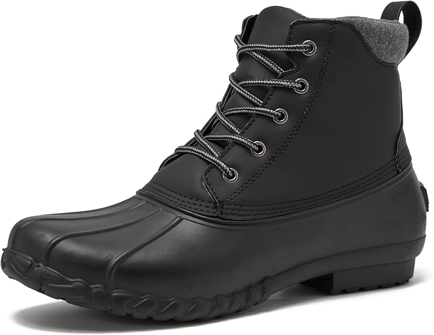 Lands' End Dakota Waterproof Boots for Men - Insulated Warm Mens Duck Boots, Black or Brown, Size 7 to 15, Medium and Extra Wide Width - Winter, Snow or Rain Boots Men