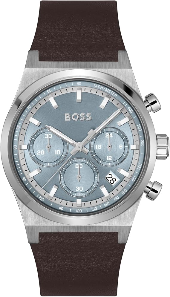 BOSS Chronograph Quartz Watch for Men Candor Chrono Collection - Available with Stainless Steel Bracelet, Leather or Silicone Strap