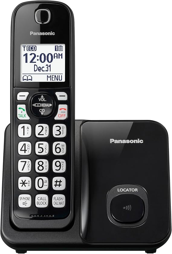 Panasonic Cordless Phone System, Expandable Home Phone with Call Blocking, Bilingual Caller ID and High-Contrast Display, 1 Handset - KX-TGD610B (Black)