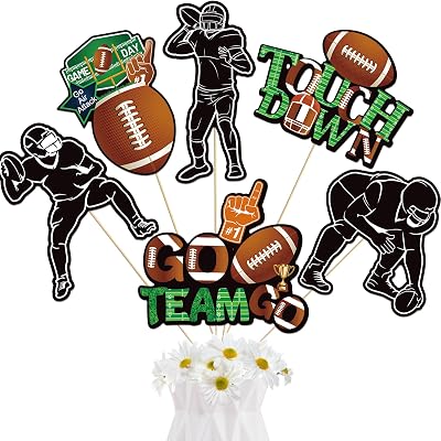 24PCS Football Centerpieces Sticks for Table Football Party Table Decorations Football Table Decor Stick for Vase Photo Booth Props