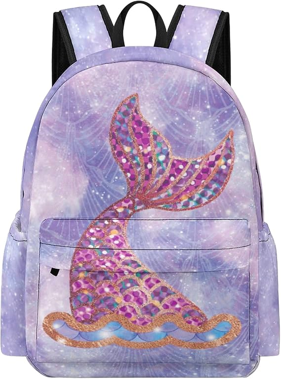 Mermaid Toddler Backpack 16.5 Inch Oxford Cloth School Backpack for Kids, Girls
