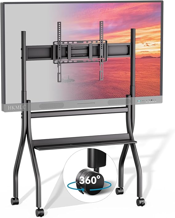 HKMLC Smart Board Stand with Wheels, Mobile Portable Stand for 55 86 Interactive Whiteboard, Design for Office Classroom Home