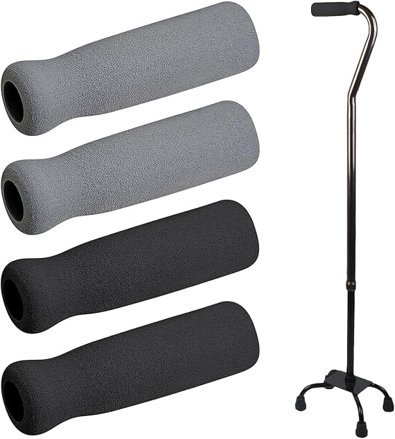 4 Pieces 4.35x1.3x1.3 Inches Replacement Offset Cane Grip Foam Handle Grips for Walking Bicycle Handlebars