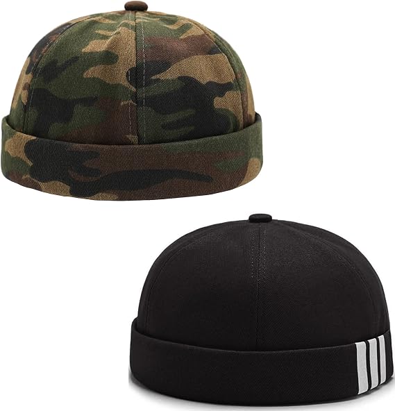 Glamorstar Dome Brimless Hats for Women Men Sailor Docker Beanie Cap Hip Hop Hats
