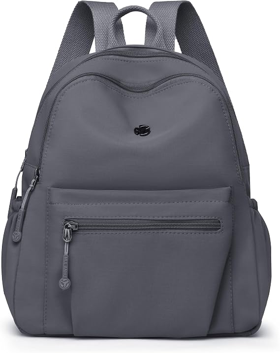 Mini Backpack for Women Casual Travel Daypack Nylon Small Backpack (Dark Grey)