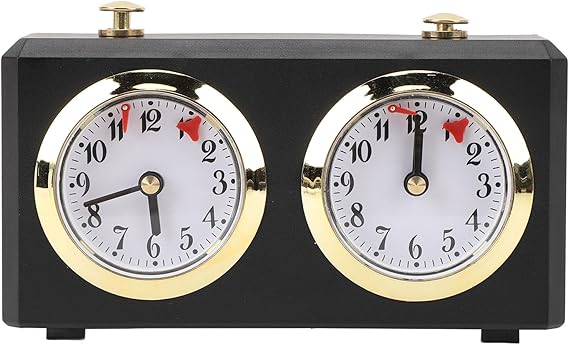 Analog Chess Clock Professional Wind Up Multi Functional Mechanism Large Easy to Read Dials Chinese Chess Competitions Vintage Mechanical Timer (Black)