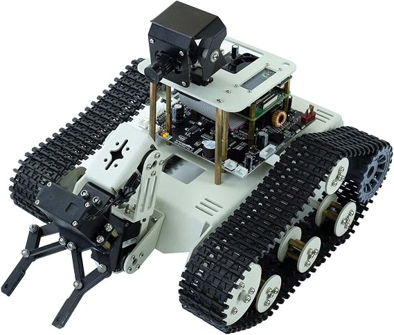 Yahboom Raspberry Pi 5 Robot Track Tank Car Kit with Robotic Arm Artificial Intelligence Learning Electronic Programming for Teens Adults (Transbot-SE with Pi 5 4G)