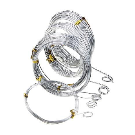 Silver Aluminum Craft Wire, 5 Assorted Sizes (1 mm, 1.5 mm, 2 mm, 2.5 mm and 3 mm in Thickness) Aluminum Wire Rolls for DIY Sculpture and Crafts, Each Roll 16.4 Feets / 5 Meters Length