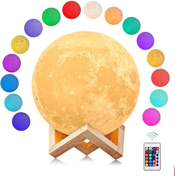Uten Moon Lamp, 3D Print LED Moon Light Lamp, Dimmable Touch Control | Brightness Light for Home Decoration and Gifts for Lover,Parents,Friends, 16 RGB Color [Energy Class G]
