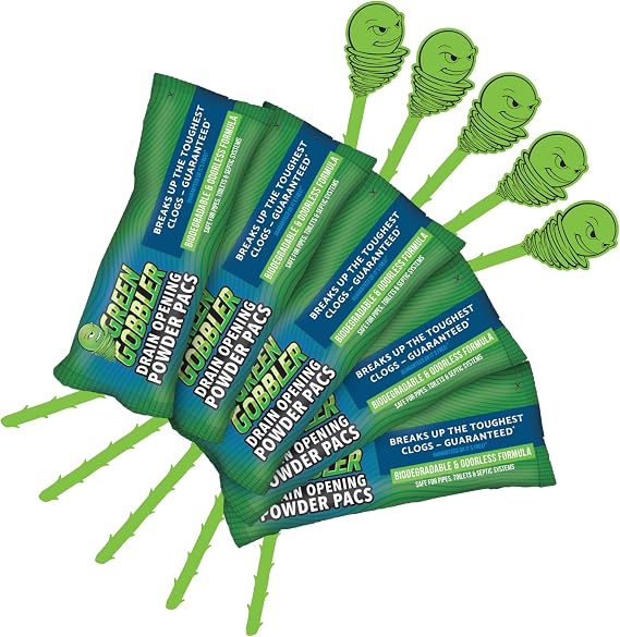 Green Gobbler Drain Opening PAC'S - 8.25 oz 5 pack by EcoClean Solutions