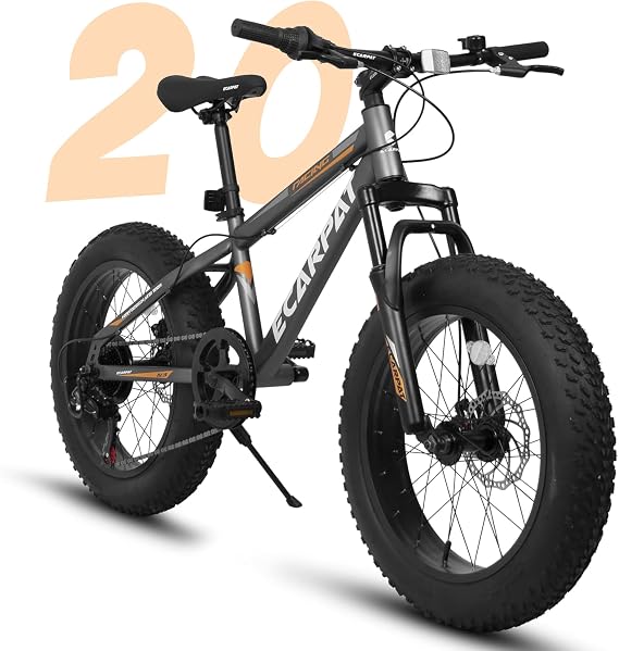 Ecarpat 20 inch Kids Mountain Bike for Boys Girls 7-15 Years Old, All Terrain Mountain Bikes 7-Speed with Mechanical Disc Brakes Front Suspension, Mountain Bicycle Gift for Boys and Girls