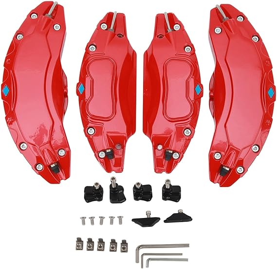 4Pcs 19in 20in Aluminium Alloy Wheel Hub Caliper Covers, Disc Brake Caliper Guard Protector Cover Replacement, Specifically Designed for (Red)