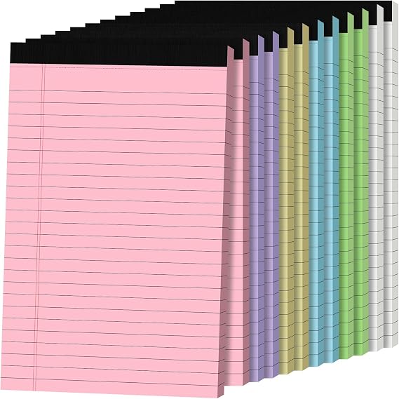 12pcs Note Pads, Small Legal Pad, Colored Notepads 5x8 Sturdy Back