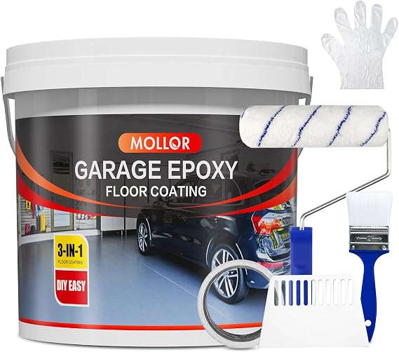 3-in-1 Epoxy Floor Coating - Slate Grey 106 Oz (160ft2), Primer+Paint+Clear Coat | Non-Slip, UV-Resistant Finish for Concrete Garage Floors, Basements & Warehouses Fast-Drying (Dark Gray)