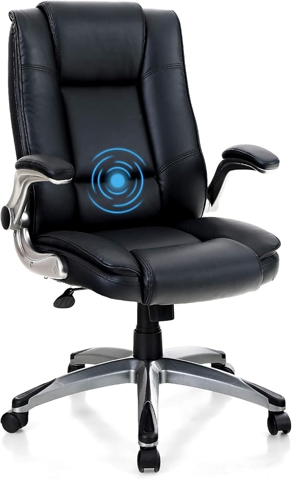 MAISON ARTS High Back Office Chair Desk Chair, Flip-up Arms, Black