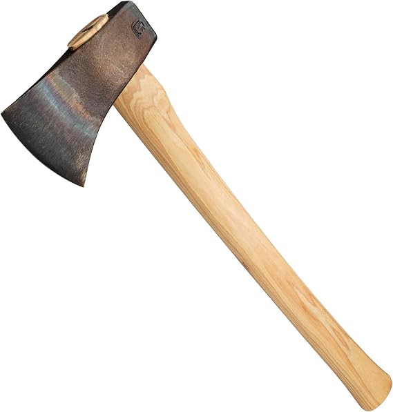 COUNCIL TOOL Sport Utility Flying Fox Woodsman Hatchet - 1.625 lbs Throwing Axe, 22" Curved Hickory Handle with Hardened Poll, Made in the USA - SU162FF22S