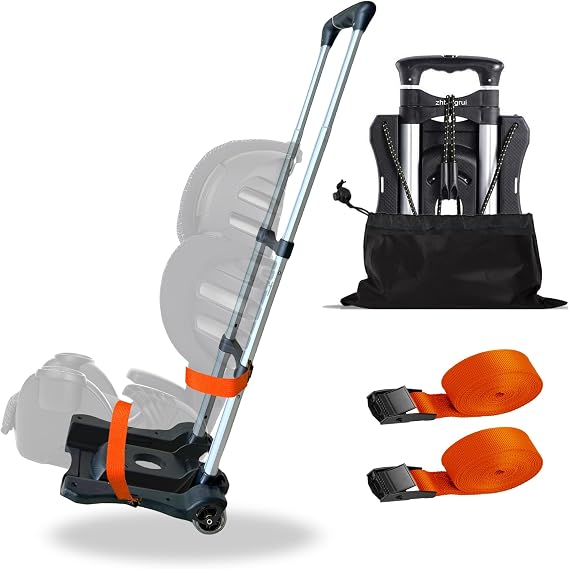 Car Seat Travel Cart - Dolly Roller Cart Wheels Airport Travel Folding Carrier Strap Backpack Trolley Airplane Foldable Luggage Cart with Wheels (Orange)