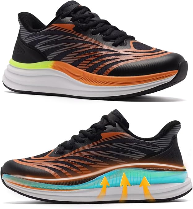 OrthoComfoot Men's Orthopedic Plantar Fasciitis Sneakers: Comfortable High Arch Support Running Shoes for Walking, Lightweight Casual Tennis Shoes, Relief Flat Feet, Heel Pain