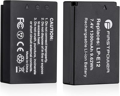 FirstPower 2 Pack LP-E12 Batteries Compatible with Canon EOS M50, EOS M50 Mark II, EOS M, EOS M2, EOS M10, EOS M100, EOS M200, SX70 HS, Rebel SL1 Mirrorless Digital Cameras