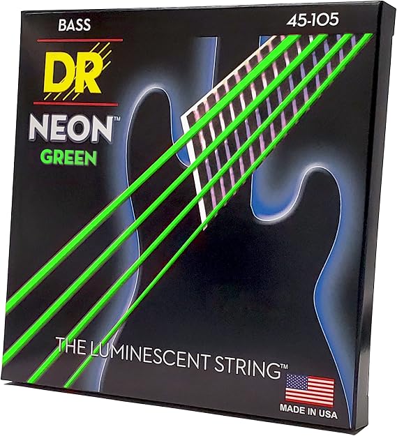 DR Strings NGB-45 Hi-Def Neon Green K3 Coated Bass Guitar Strings - .045-.105 Medium