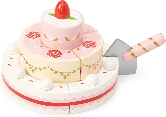 Le Toy Van - Childrens Wooden Honeybake Strawberry Wedding Cake Food Pretend Toy | Girls Birthday Cake Or Afternoon Tea Role Play Toy, Multi