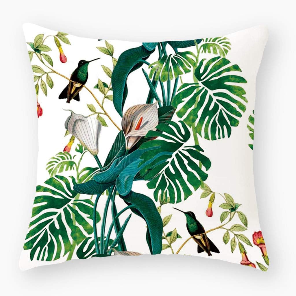 Green Leaves Decorative Throw Pillow Covers,18 x 18 inchs Linen Square Couch Pillow Case for Home Couch Bedding Sofa Car