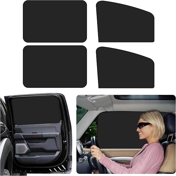 4Pack Car Window Shades with Magnets,Strong-Light Blocking&UV Protection Car Privacy Shades,Universal Essential Interior Accessories for Window Baby,Auto Camping and Napping Curtains (4PCS)