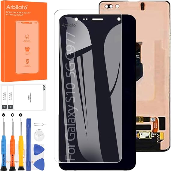 Original Screen for Samsung Galaxy S10 5G Screen Replacement for Samsung G977 LCD Screen SM-G977U,SM-G977N Touch Display Digitizer Assembly Repair Parts No Frame(Black with Figerprint Function)