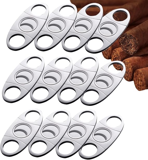 Cigar Cutter Guillotine, Stainless Steel Smooth Cigar Clippers Double Cut Blade, 12 Pack Silver Exquisite Cigar Scissors Accessories