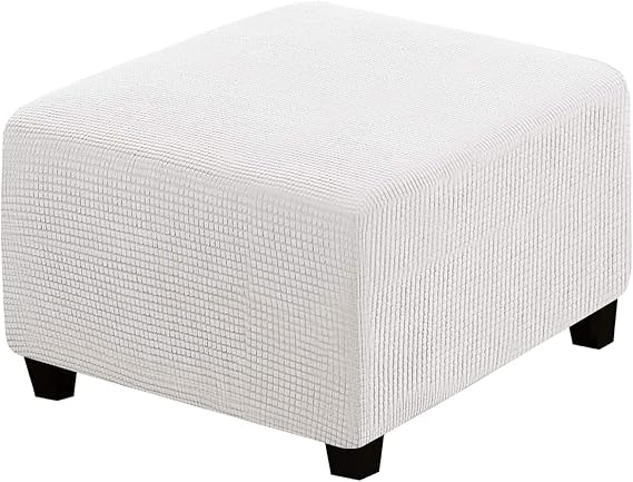 Fanjow Ottoman Slipcovers Elastic Footstool Cover Polyester Sofa Foot Rest Stool Case Furniture Protector Pedal Covers Washable Sofa Foot Rest Stool Covers