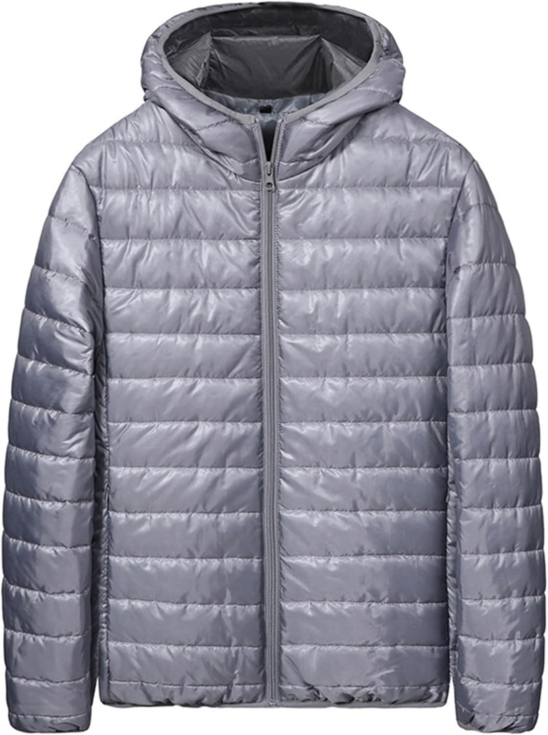 Mens Puffer Jacket Lightweight Packable Down Coat Zip up Quilted Hooded Jacket Warm Padded Jackets Thermal Winter Coat