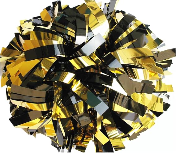 2 Pack 6 Inches Metallic Cheerleading Pom Poms, Cheer Pom Pom with Baton Handle, Pompoms Cheerleader for Kids Girls Cheering Squad