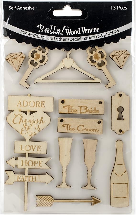 Ruby Rock-It Bella! Wedding Wood Veneer Shapes (13 Pack), 13 lb