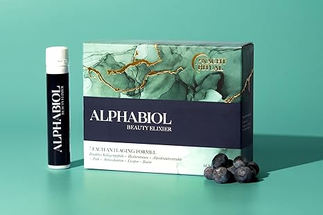 NanoRepro alphabiol Beauty Elixier Nahrungsergänzungsmittel zum Trinken mit Kollagen Hyaluronsäure Zink Vitamin C Vitamin E und vielem mehr Unterstützung für eine schöne Haut