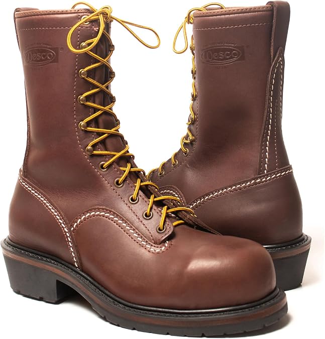 Wesco Voltfoe 10" Lace-Up, EH Lineman Brown Boots USA-Made