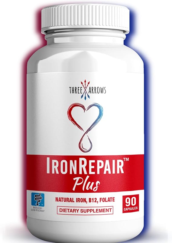 Iron Repair Plus Natural Iron Supplement Methyl B-12 & Folate, 90 Capsules