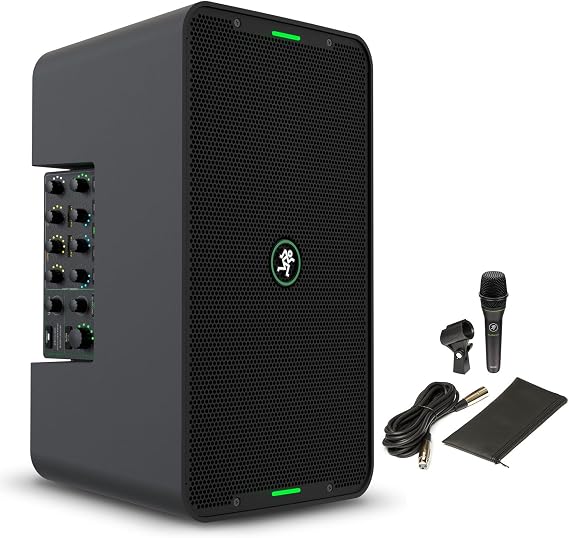 Audiosavings Bundle: Mackie ShowBox Rechargeable DJ PA Bluetooth Speaker+Mixer Recording Interface Bundle with Mackie EM-89D Studio Recording Dynamic Microphone+Cable+Clip (2 Items)