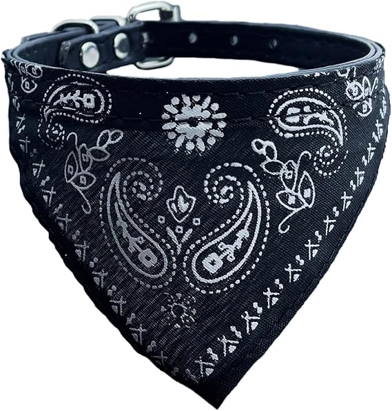 Fashion Dog Bandana Collar for Boys - Medium Puppy Collar - Black - S