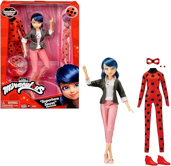 Miraculous: Tales of Ladybug & Cat Noir - Marinette to Ladybug Secret Superhero Fashion Doll with Accessories