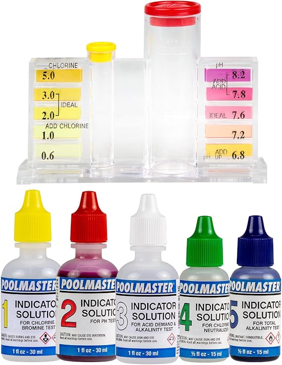Poolmaster 5-Way Swimming Pool and Spa Water Test Kit for Chlorine, Bromine, pH, Acid Demand, and Total Alkalinity