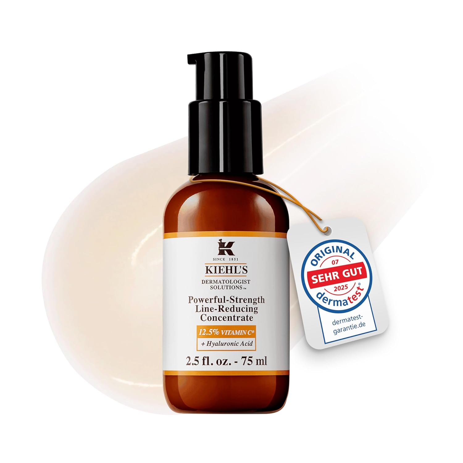 KIEHL'S Powerful-Strength Line-Reducing Concentrate glättendes Anti-Aging-Serum Gesichtsserum mit 125% Vitamin-C und Hyaluronsäure zur Verringerung von Falten
