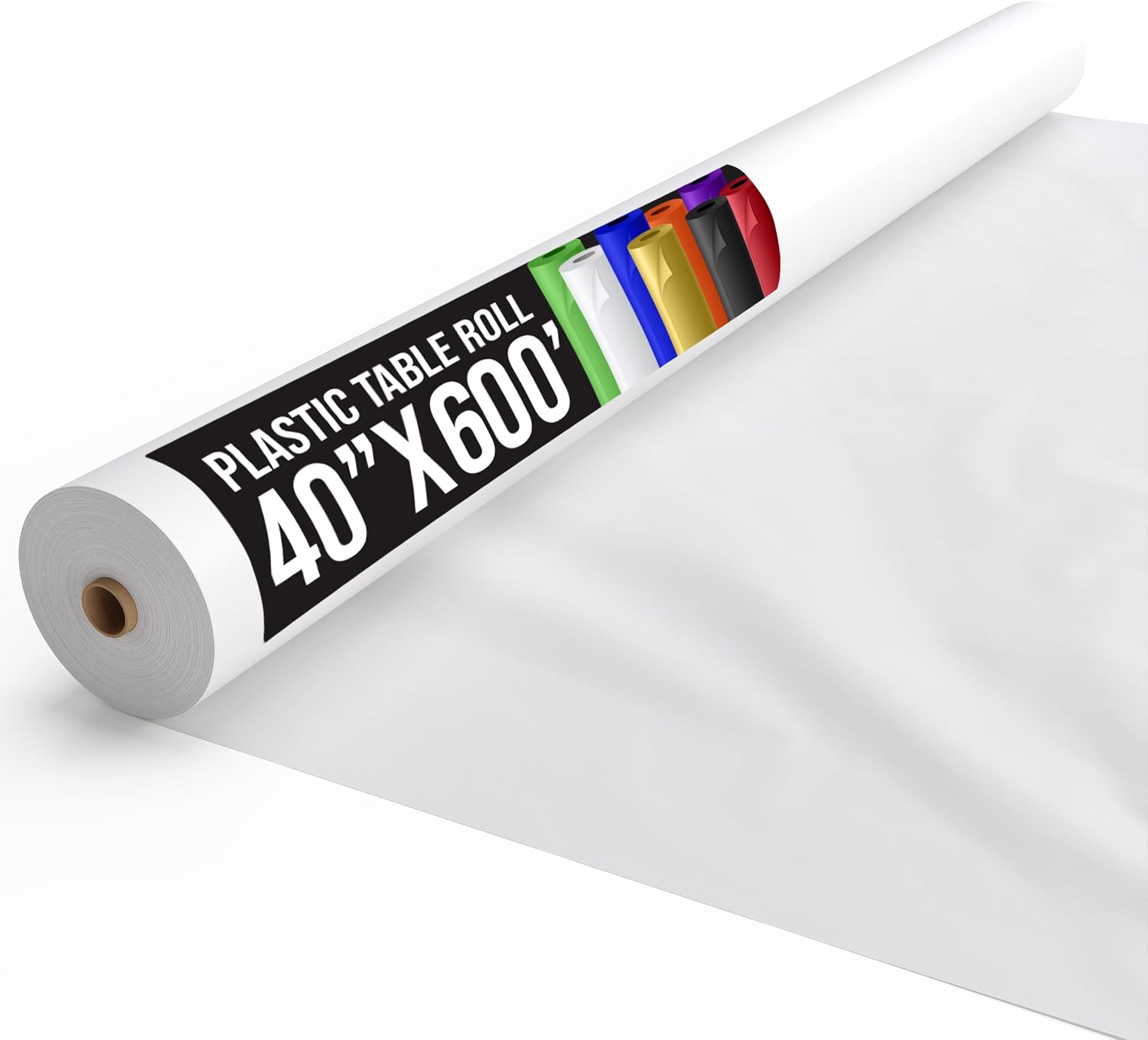Exquisite White Plastic Table Cover Roll 40 X 600 Table Cloth Plastic Cover Roll - Premium Quality Thick 0.5 MIL Banquet Rolls - Disposable Tablecloth Rolls