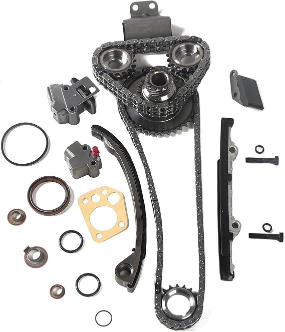 MPLUS Timing Chain Kit Cam Sprocket Crank Sprocket Tensioner Guide Rail Compatible with 1991-1999 for Nissan 240SX 2.4L 2389CC L4 DOHC