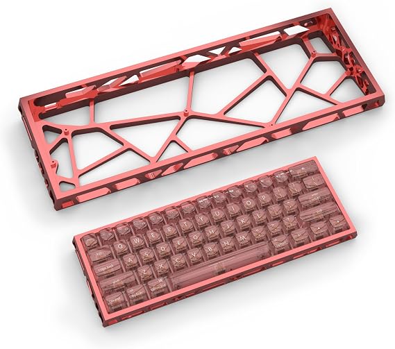 kutethy KY60 Hollow Out Aluminum Keyboard Case,60% Mechanical Keyboard Shell Custom Keyboard Barebones Compatible with Wooting60 Mad60 Win60 GH60 60HE (Red)