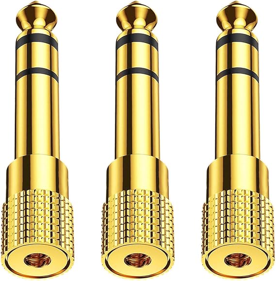 3 Headphone Jack Adapter,6.35mm Male to 3.5mm Female Audio Stereo Adapter