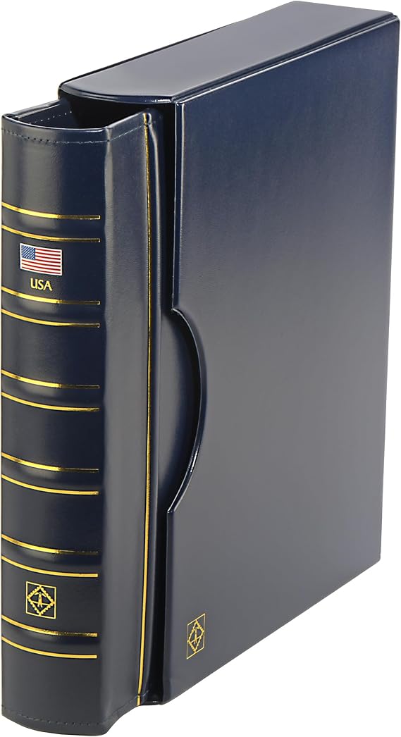 LIGHTHOUSE - GRANDE Classic Coin Album 3-Ring Binder with 4 ENCAP Pages for 36 Slabs Including PCGS, NGC, ANACS - With USA Emblem and Matching Slipcase