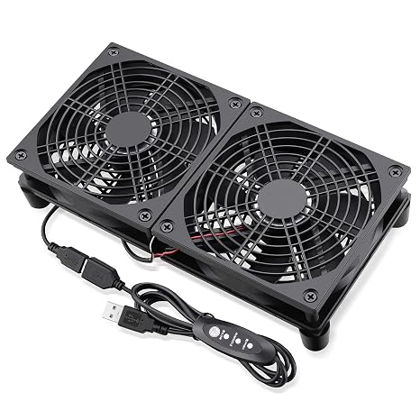 GDSTIME 240mm Router Fan Cooler with L/M/H Speed Control DC 5V USB Powered