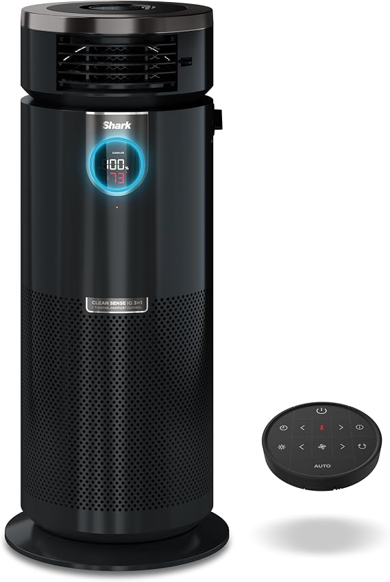 Shark 3-in-1 Clean Sense Max Air Purifier, Heater & Fan, HC501, Charcoal | HEPA Filter, 1000 Sq Ft, Oscillating, Large Rooms, Kitchens, Captures 99.98% of Particles, Dust, Smoke & Allergens