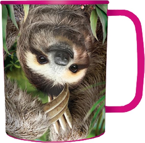 3D LiveLife Drinking Cup - Hangin' Around from Deluxebase. 300ml Plastic Mug with Sloth Theme, Reusable Coffee Cup, Portable Animal Tumbler for Camping, Picnic, Travel & Everyday Use.